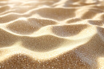 Leinwandbilder - Abstract Sand Texture Background Golden Glitter Sparkling Sand Waves CloseUp Desert Surface Pattern with Bokeh Effect : Generative AI