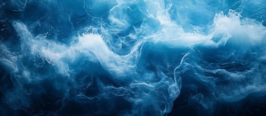 Poster - Abstract Deep Blue Ocean Water Texture Natural Water Flow Waves and Ripples Dynamic Seascape Artistic Background : Generative AI