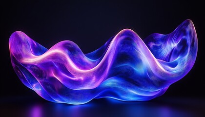 Fototapete - Mesmerizing glowing abstract wave structure featuring vibrant colors of pink and blue creating dynamic visual flow : Generative AI