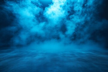 Poster - Eerie Blue Smoke or Fog on Dark Background Perfect for Special Effects and Atmospheric Designs Halloween Concept : Generative AI