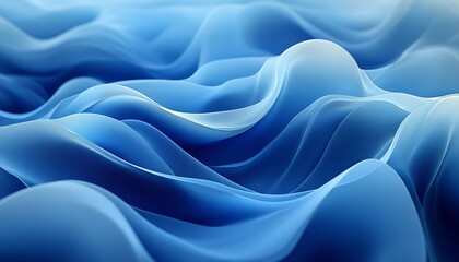 Poster - Vibrant blue fabric waves demonstrating motion and softness in a beautiful abstract design : Generative AI