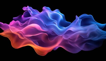Poster - Vibrant Flowing Waves of Pink Blue and Orange Light on a Black Background for Creative Projects : Generative AI