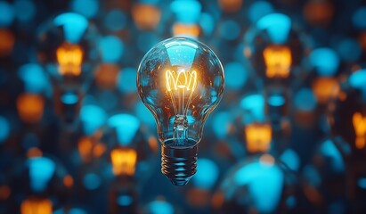 Aufkleber - Glowing Light Bulb Illuminating Creativity and Innovation Idea Generation Concept with Bokeh Lights : Generative AI
