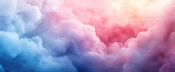 Poster - Dreamy Pastel Clouds Abstract Background Pink Purple and Blue Sky Gradient Fantasy Landscape Beautiful Atmospheric Scenery : Generative AI