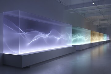 Wall Mural - light installations create an ethereal ambiance in an art gallery showcasing modern design