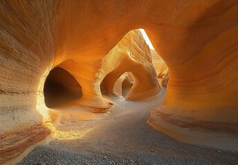 Poster - Majestic sandstone formations creating natural arches and tunnels in a stunning desert landscape : Generative AI