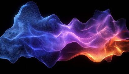 Leinwandbilder - Dynamic wave shapes in a fusion of blue and orange tones creating striking visuals : Generative AI