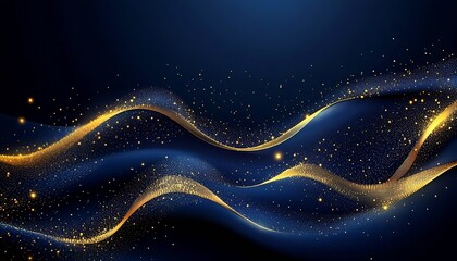 Aufkleber - Stunning Dark Blue and Gold Wave Image with Twinkling Glitter Accents : Generative AI