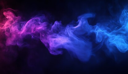 Poster - Vibrant ethereal smoke waves in shades of blue and pink on a dramatic dark background : Generative AI