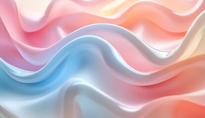 Poster - Gentle curves of pastel waves blending in a harmonious pattern for modern decor : Generative AI