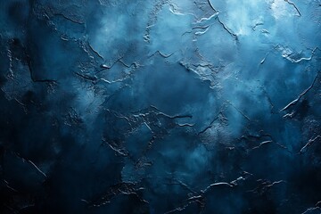 Aufkleber - Abstract Dark Blue Grunge Texture Background with Spotlight Elegant Decorative Plaster Wall Surface Design Art : Generative AI