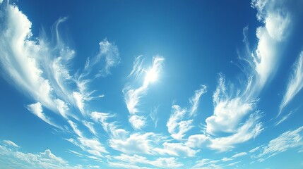 Fototapete - Dynamic clouds swirling around the sun creating a mesmerizing and bright sky view : Generative AI
