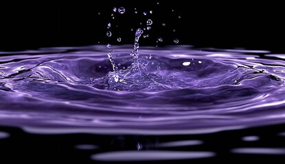 Aufkleber - Intricate Splash of Purple Water Droplets Rising Above a Glossy Surface : Generative AI
