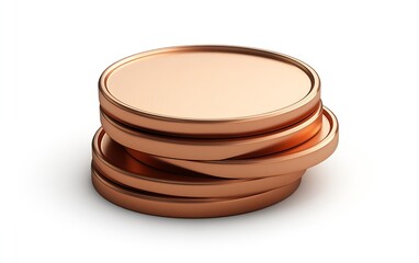 Poster - Stack of Copper Coins on White Background Isolated Copper Currency Pile Savings Investment Wealth and Finance Concept : Generative AI