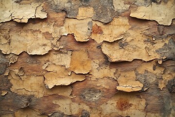 Fototapete - Textured Tree Bark Abstract Pattern of Peeling Layers Natural Wood Surface Background for Design and Creative Projects : Generative AI