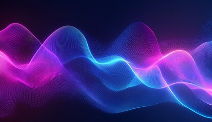 Poster - Colorful abstract waves in vibrant pink and blue tones with a smooth flowing design : Generative AI