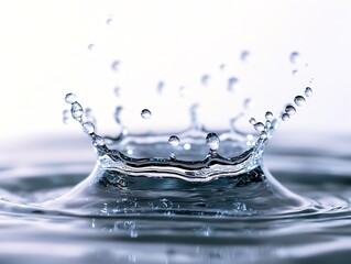 Fototapete - Captivating Water Crown Splash Photography Liquid Art Motion High Speed Action Freeze Waterdrop Freshness Purity Backdrop : Generative AI