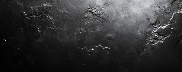 Aufkleber - Dramatic Black Stone Texture Background Dark Abstract Backdrop with Cracks and Rugged Surface : Generative AI