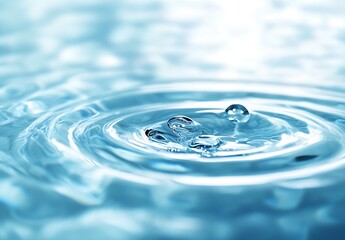 Leinwandbilder - Close up of a Water Drop Creating Ripples Macro Photography Fresh Water Beauty : Generative AI