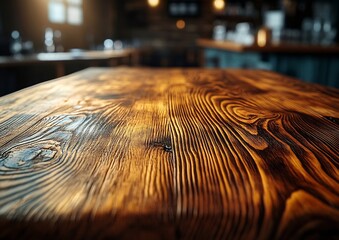 Leinwandbilder - Rustic Wooden Table Top with Visible Grain and Texture Perfect for Food Product or Craft Mockup : Generative AI