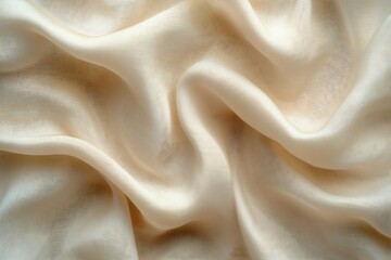 Leinwandbilder - Abstract Beige Fabric Texture Background with Soft Folds and Waves Smooth Textile Pattern Elegant Material for Fashion Design : Generative AI