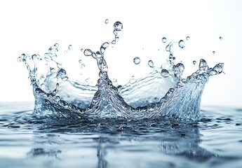 Aufkleber - Dramatic Water Splash Close Up with Crystal Clear Droplets Abstract Liquid Motion Art Backdrop : Generative AI