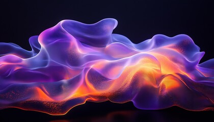 Leinwandbilder - Captivating flowing abstract fabric waves illuminated with vibrant lights showcasing modern art : Generative AI