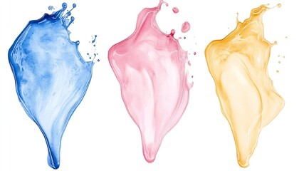 Aufkleber - Dynamic Watercolor Liquid Swirls Featuring Bright Blue Pink and Yellow : Generative AI