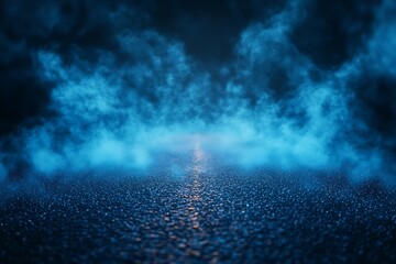 Poster - Abstract Blue Smoke and Asphalt Texture Background Dramatic Moody Scene for Automotive Stage and Industrial Concepts : Generative AI