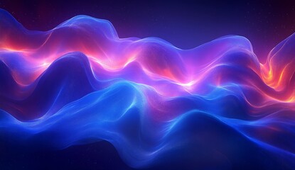 Poster - Stunning abstract waves in vibrant blue and purple hues create a mesmerizing visual experience suitable for digital backgrounds : Generative AI