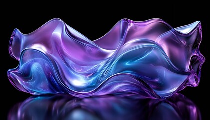 Poster - Elegant liquid abstract waves blending soft purple and blue hues in an artistic composition : Generative AI