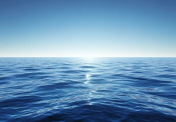 Poster - Tranquil Blue Ocean Horizon Vast Expanse of Water Under a Clear Sky Serene Seascape with Gentle Waves : Generative AI