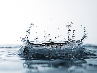 Poster - Water Crown Splashing Liquid Form Abstract Motion Photography Studio Shot Clean Isolated Background Freshness Purity Concept : Generative AI