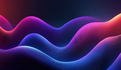 Poster - Dynamic wave patterns in bold pink and blue tones creating an eyecatching abstract design : Generative AI