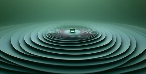 Leinwandbilder - Water Drop Ripple Effect Green Minimalist Background Zen Serenity Calmness Purity Nature Still Life : Generative AI