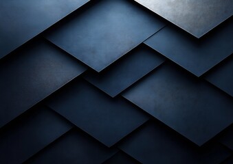 Poster - Abstract Dark Blue Geometric Background with Sharp Angles and Shadow Texture : Generative AI