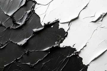 Fototapete - Abstract Black and White Textured Background Oil Paint Strokes Modern Art High Contrast Design Minimalist Aesthetic : Generative AI