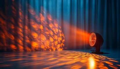Aufkleber - Creative light setup casting intricate shadows with vibrant orange hues in a stylish indoor space : Generative AI