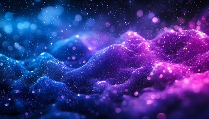 Aufkleber - Stunning abstract background featuring colorful waves of sparkles in blue and purple hues : Generative AI