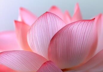 Poster - Delicate close up of a beautiful pink lotus flower petals showcasing intricate textures and soft colors : Generative AI