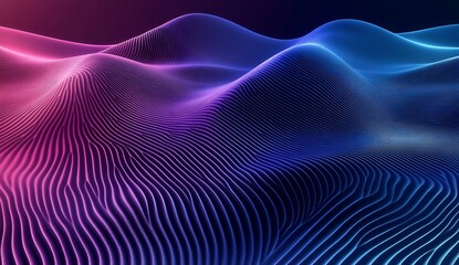 Leinwandbilder - Abstract colorful wave patterns in vibrant shades of blue and pink creating a modern digital landscape : Generative AI