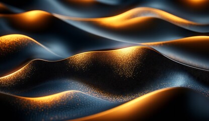 Fototapete - Captivating flowing waves illuminated by golden light forming an elegant abstract wavy texture background : Generative AI