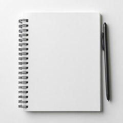 Aufkleber - Clean White Notebook and Pen Still Life Flat Lay for Writing Notes and Office Mockup Concept : Generative AI