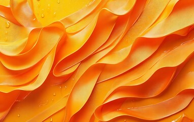Poster - Abstract Orange Ribbon Waves Dynamic Texture for Backgrounds and Designs Conveying Energy and Creative Flow : Generative AI