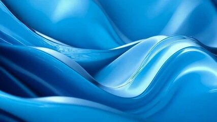 Wall Mural - abstract video of smooth, flowing blue waves. close-up angle highlights glossy textures, creating a 