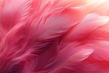 Poster - Close Up of Vibrant Pink Flamingo Feathers Texture and Pattern Nature and Beauty Concept : Generative AI