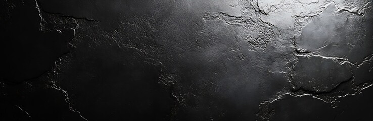 Aufkleber - Abstract Dark Texture Dramatic Close Up of Black Stone Surface with Rough Edges and Deep Shadows : Generative AI