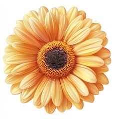 Poster - Exquisite close up of a peachy yellow sunflower showcasing its soft petals and detailed center creating a soothing aesthetic : Generative AI