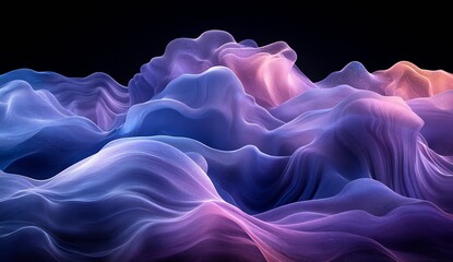 Fototapete - Abstract flow of colorful waves creating a captivating digital landscape with shimmering lights and textures : Generative AI