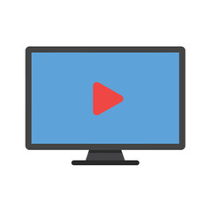 computer monitor displaying play button in flat design vector art